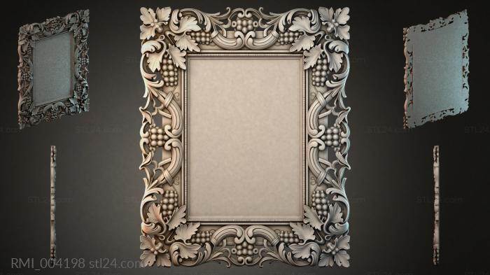Rich rectangular frame with grapes and acanthus 3d STL model