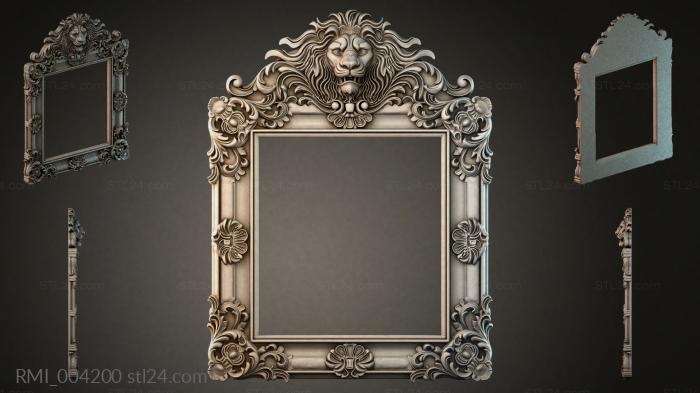 Mirror with a lion mask and acanthus scrolls 3d STL model