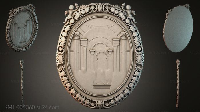 Oval Baroque medallion with an architectural vault and Ionic columns 3d STL model