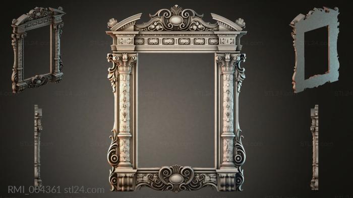 Classical carved ornamental icon case with capital and volutes 3d STL model