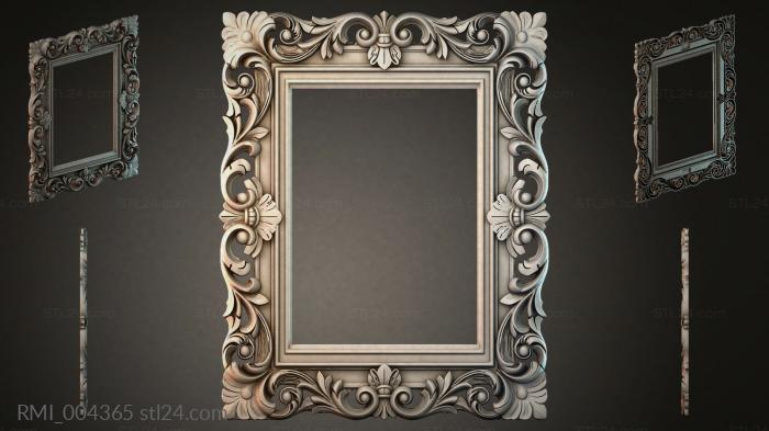 Carved wooden door frame with scrolls and moldings 3d STL model
