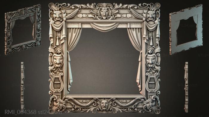Theatrical portal with masks and drapery 3d STL model