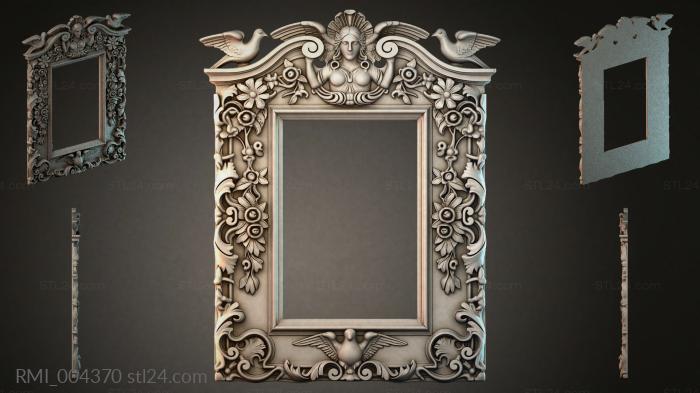 Classic frame with a female bust, dolphins and floral ornament 3d STL model