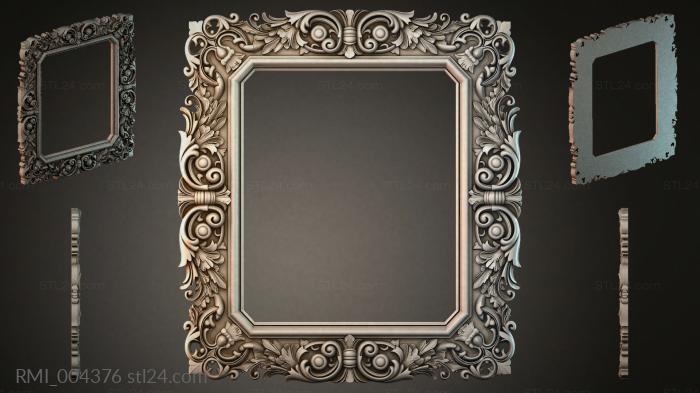 Carved square mirror stylish baroque plinth with acanthus scrolls for 3D cutter 3d STL model