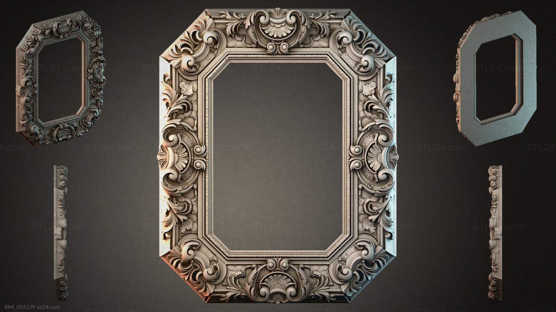 Shell Frame Stl File Decorative frames, framing - Octagonal frame with scrollwork and ...