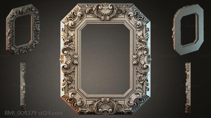 Octagonal frame with scrollwork and Baroque shells 3d STL model