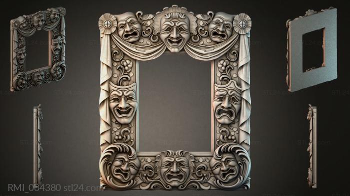 Theatrical frame with comedy and tragedy masks 3d STL model