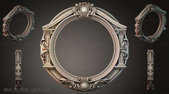 Classic round mirror ornament with pilasters and cartouches 3d STL model