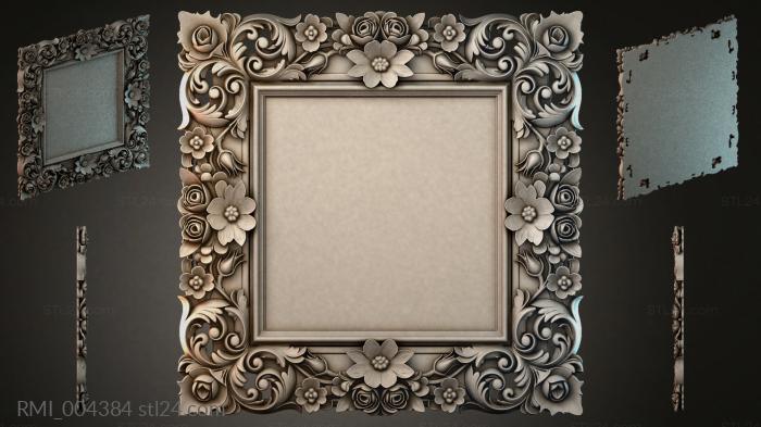 Carved frame with roses and swirls for CNC 3d STL model