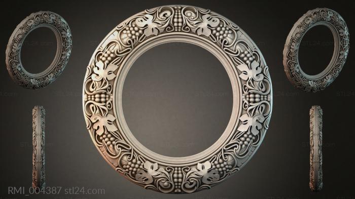 Round frame with grapes and baroque leaves 3d STL model