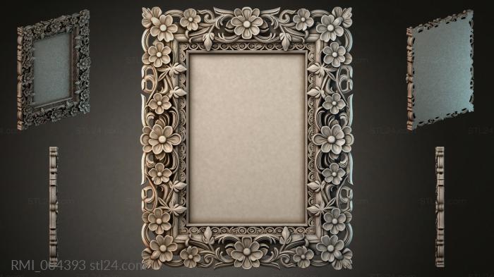 Rectangular frame with floral pattern and spiral leaves 3d STL model
