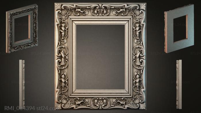 Picture frame with angels and floral ornaments 3d STL model