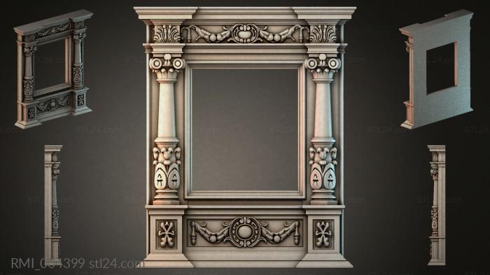 Classic fireplace mantel with Corinthian columns and ornamentation 3d STL model