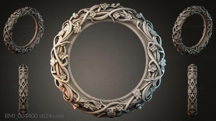 Round frame with floral swirls and climbing vines 3d STL model
