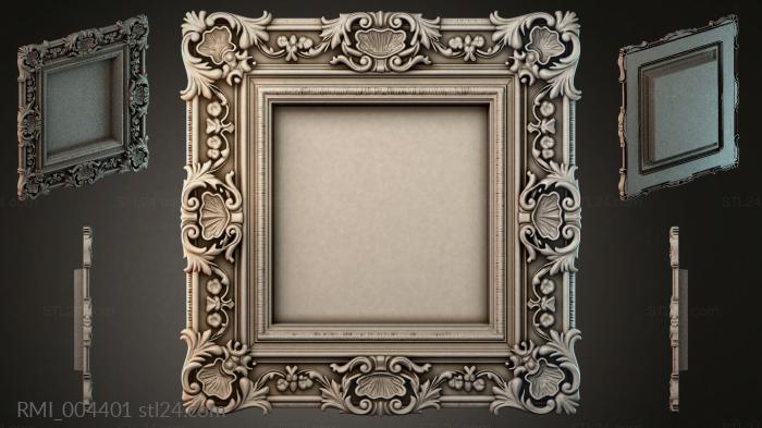 Ornamental Picture Frame with Scrolls and Shell Motifs 3d STL model
