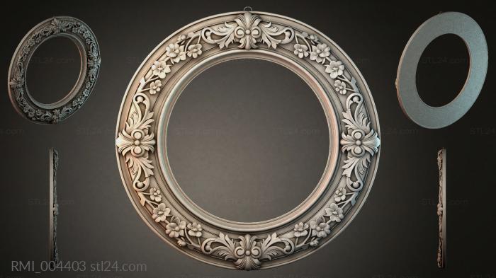 Round frame with floral ornament and leaves 3d STL model