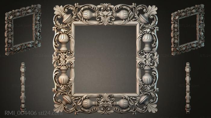 Baroque frame with urns and acanthus 3d STL model