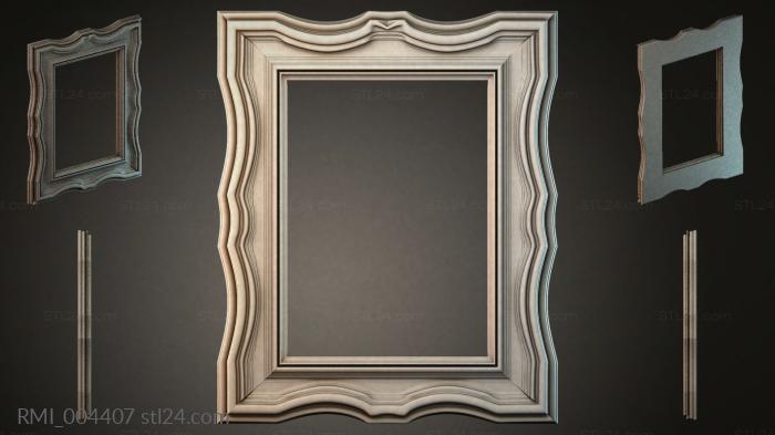 Wave mirror frame with multi-level profile 3d STL model