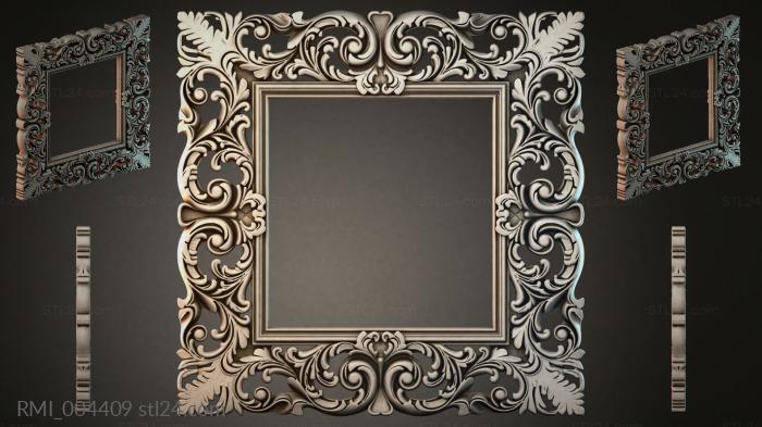 Ornamental frame with curls and fleurons for a mirror 3d STL model