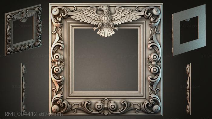 Decorative frames, framing (Mirror frame with eagle and volutes, RMI_004412) 3D models for cnc