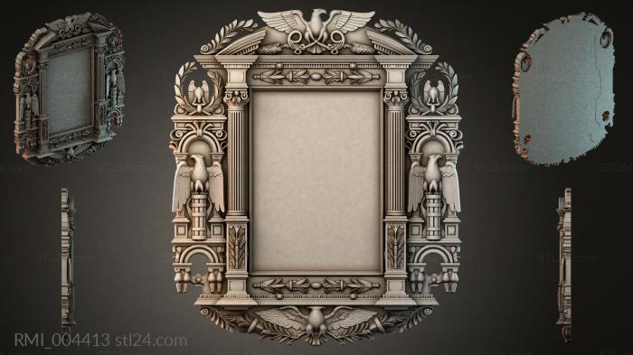 Decorative frames, framing (Classic frame with eagles and columns, RMI_004413) 3D models for cnc