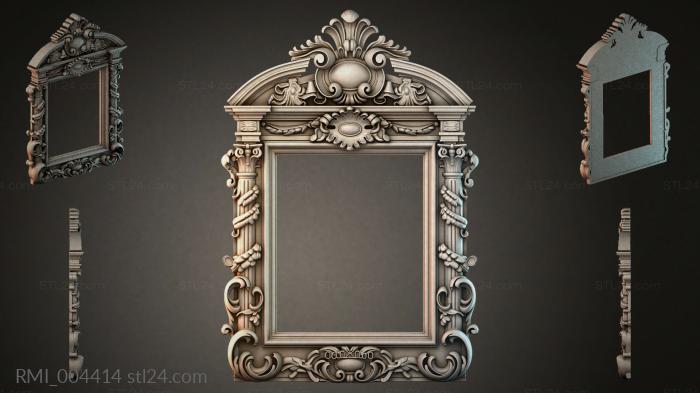 Classic mirror frame with an architectural pediment and volutes 3d STL model