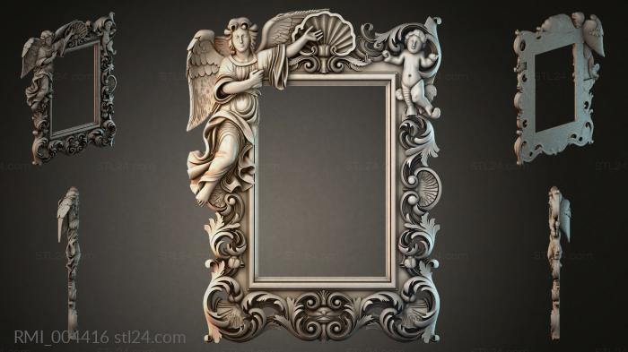 Mirrored portal cornice with angels and acanthus foliage 3d STL model