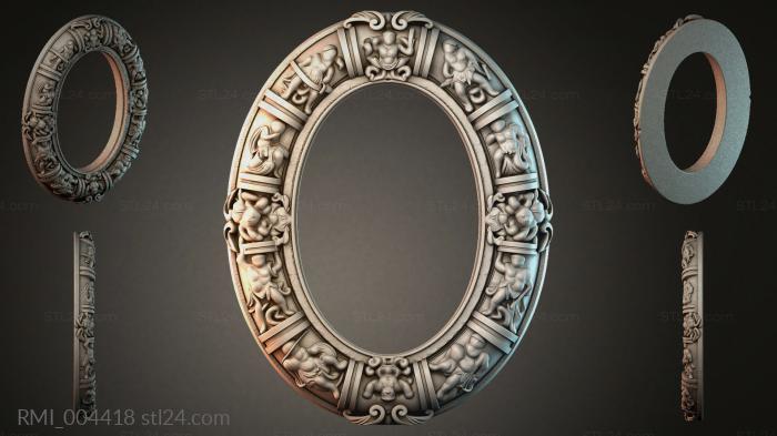 Oval ornament with putti and leaves for the facade 3d STL model