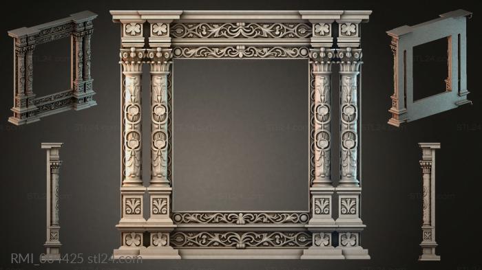 Classic fireplace mantel with columns and Corinthian capitals 3d STL model