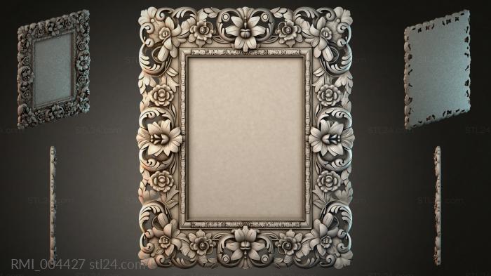 Ornamental frame with floral relief and spirals 3d STL model