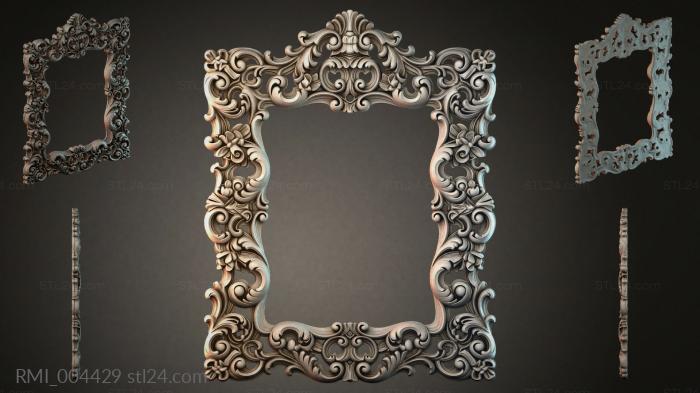 Ornamental square frame with curls and floral elements 3d STL model