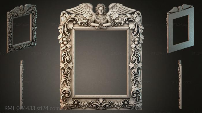 Ornamental frame with an angel and acanthus for a mirror 3d STL model