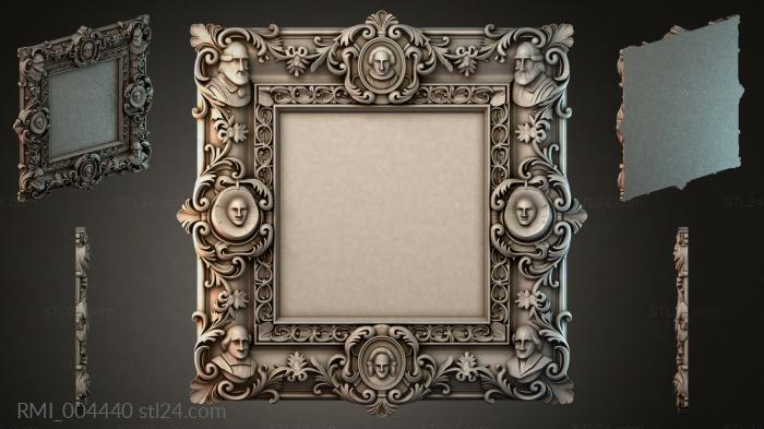 Classic frame with masculine profiles and curly ornamentation 3d STL model