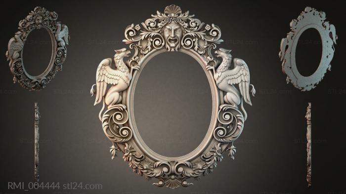Oval mirror with angels and Bacchus mask 3d STL model