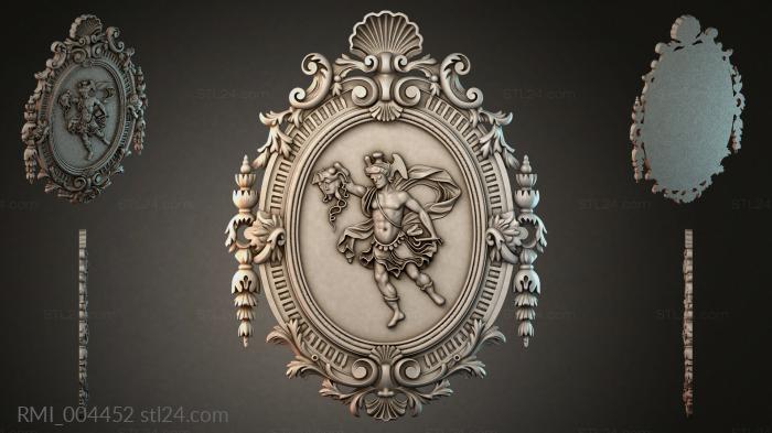 Oval medallion with putto on horseback and composite ornament 3d STL model