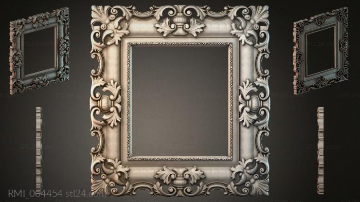 Square picture frame with volutes and acanthus leaves 3d STL model