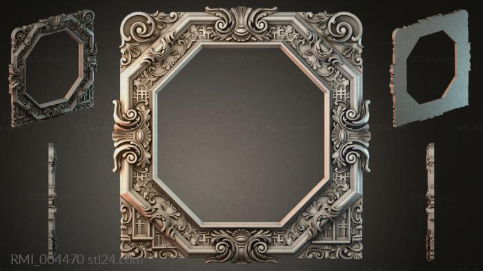 Octagonal carved frame with volutes and foliage 3d STL model