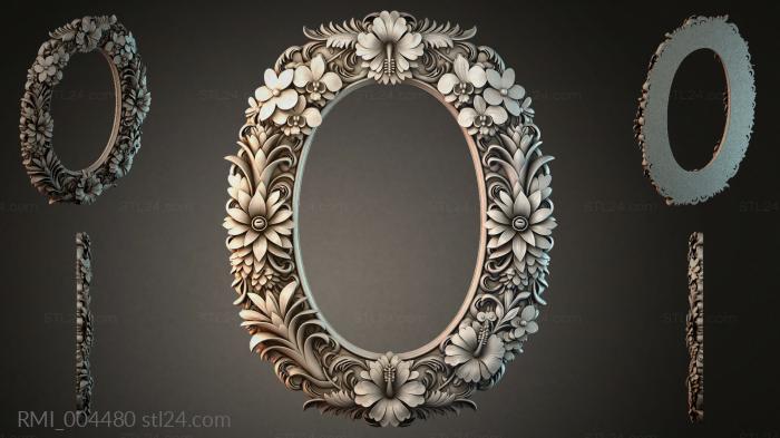Oval mirror with floral pattern 3d STL model