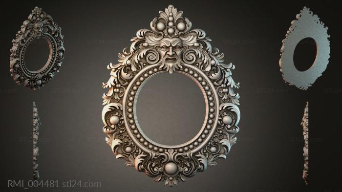 Round frame with mask and swirls for CNC 3d STL model