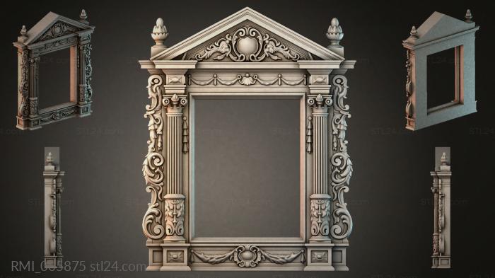 Decorative frames, framing (Classical portal with a triangular pediment and Ionic columns, RMI_005875) 3D models for cnc
