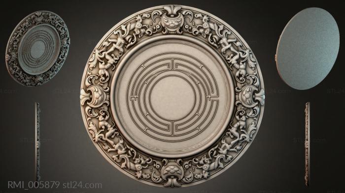 Ceiling rose with ornament and Greek key 3d STL model