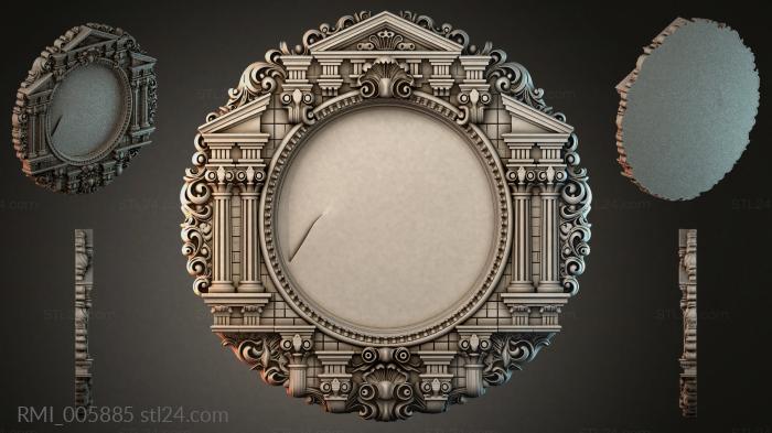 Classic round ornament with columns and scrolls for milling 3d STL model