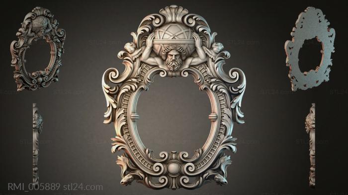Oval frame with a bearded man and scroll 3d STL model