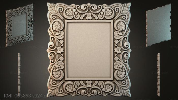 Square frame with scrolls and floral rosettes 3d STL model
