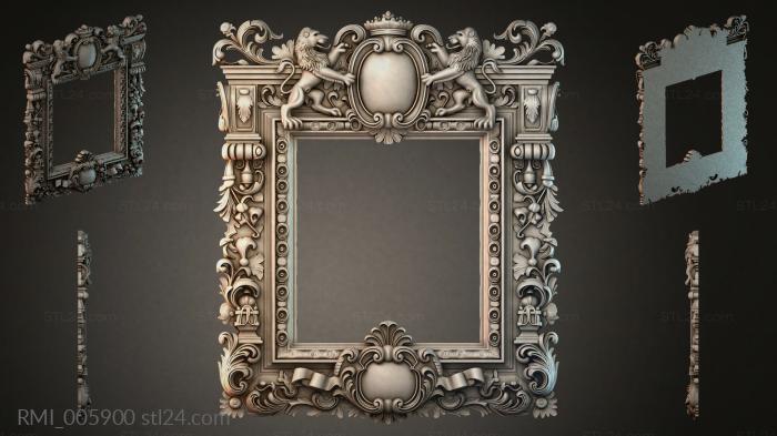 Baroque mirror frame with putti and acanthus 3d STL model