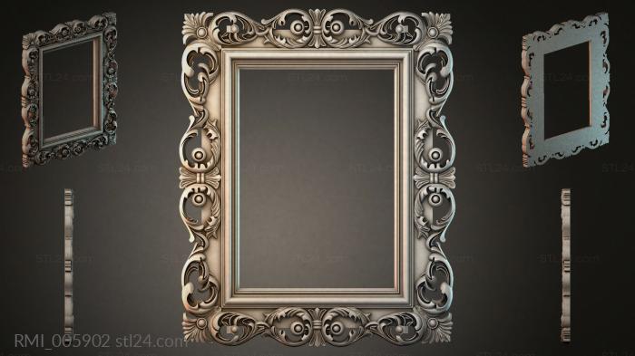 Mirror frame with acanthus scrolls and floral rosettes 3d STL model