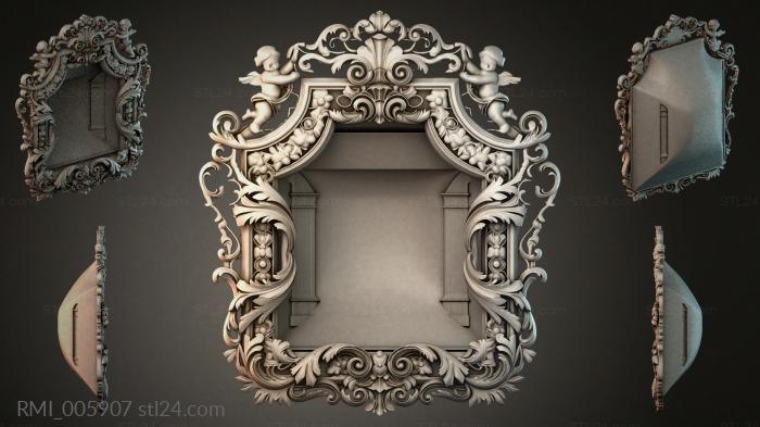 Carved mirror case with putti and acanthus in the Rococo style 3d STL model