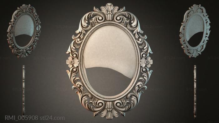 Oval mirror with acanthus scrolls and floral rosettes 3d STL model