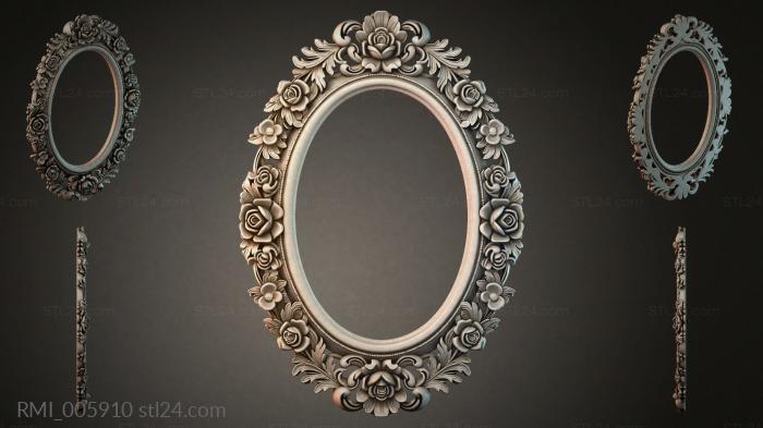 Oval frame with roses and leaves for a mirror 3d STL model