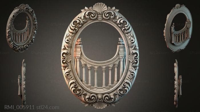 Oval mirror with colonnade and volutes 3d STL model